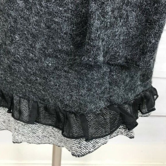 The Pyramid Collection Collared Ruffle Knit Jacket M Asymmetrical Duster Gray - Picture 5 of 10